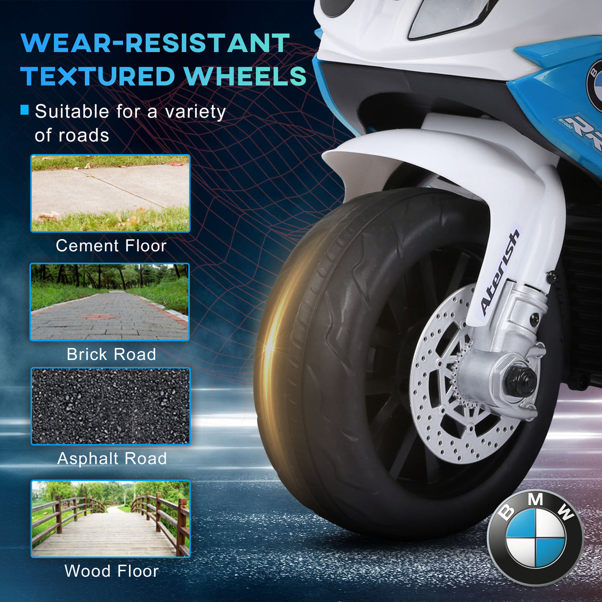 Aosom Kids Motorcycle, 6V Battery Powered Toddler Motorcycle with Headlight, Music, 3 Wheels Electric Motorcycle for Kids, Licensed BMW, Gift for Boys & Girls -
