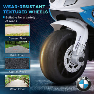 Aosom Kids Motorcycle, 6V Battery Powered Toddler Motorcycle with Headlight, Music, 3 Wheels Electric Motorcycle for Kids, Licensed BMW, Gift for Boys & Girls -