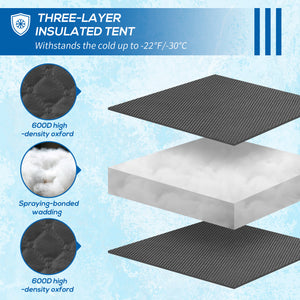 4 Person Insulated Ice Fishing Shelter, Pop-Up Portable Ice Fishing Tent with Carry Bag and Two Doors for – view 4