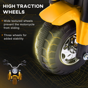 Aosom Kids Electric Motorcycle 6V Battery Powered Ride-On Dirt Bike 3-Wheels Motorbike with Horn Headlights Realistic Sounds 1.24mph Speed for Girls Boy 18 - 36 Months