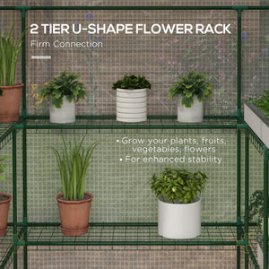 Portable Greenhouse, Walk-In Small Outdoor Green House with 2 Tier U-Shaped Flower Rack Shelves – view 10