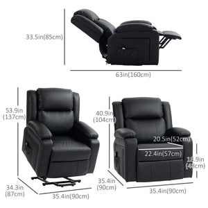 Lift Chair for Seniors, PU Leather Upholstered Electric Recliner Chair with Remote, Side Pockets – view 2