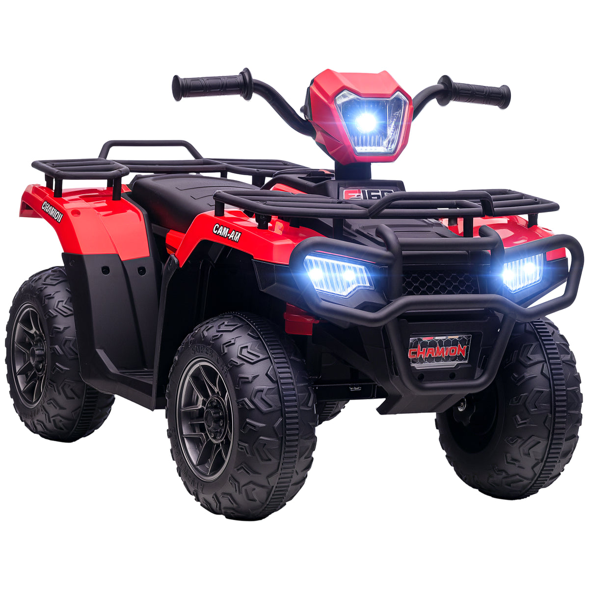 Aosom 12V Kids ATV Quad, 4 Wheeler Battery Powered Electric Vehicle with Music MP3, Headlights, High Low Speed, Treaded Tires, for Boys and Girls Ages 37-60 Months
