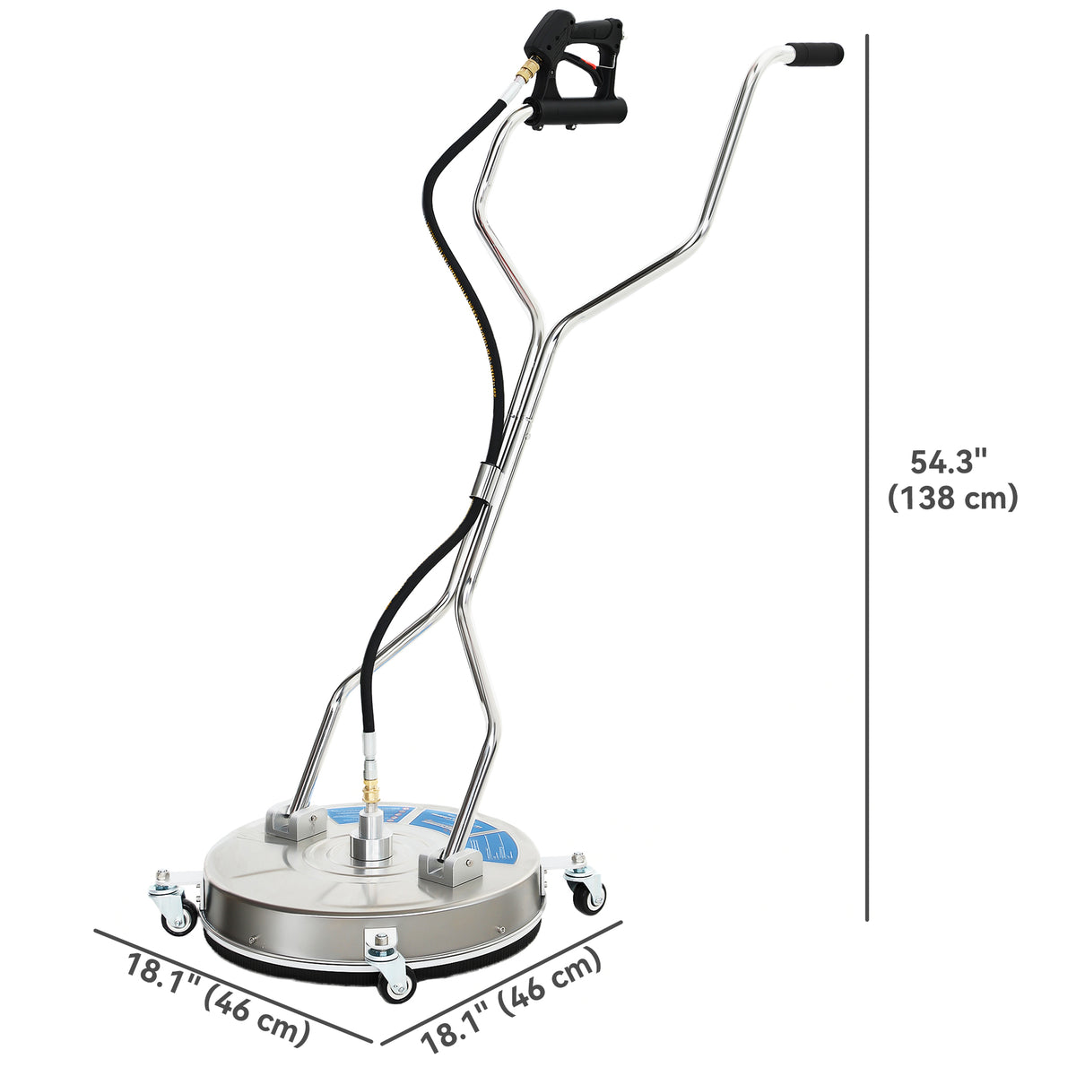 16" Pressure Washer Surface Cleaner with 4 Wheels, Stainless Steel Power Washer Surface Cleaner with 1/4" – view 9
