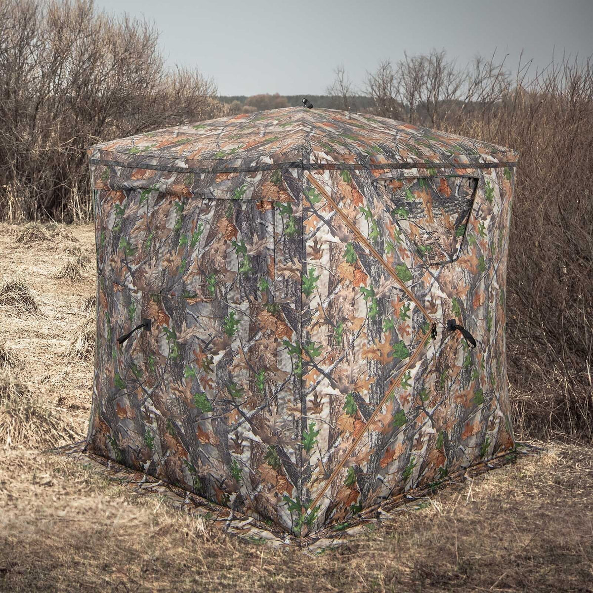 2-3 Person Hunting Blind Portable Pop Up Ground Tent with Carry Bag and Storage Pocket view 2