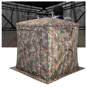 2-3 Person Hunting Blind Portable Pop Up Ground Tent with Carry Bag and Storage Pocket view 4