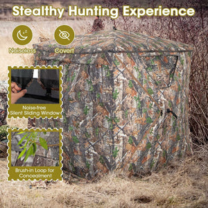 2-3 Person Hunting Blind Portable Pop Up Ground Tent with Carry Bag and Storage Pocket view 6