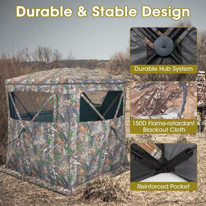 2-3 Person Hunting Blind Portable Pop Up Ground Tent with Carry Bag and Storage Pocket view 8