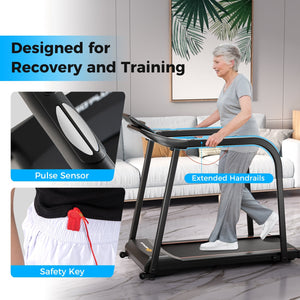 2.5 HP Walking Treadmill with Long Handrails for Seniors-Black view 8