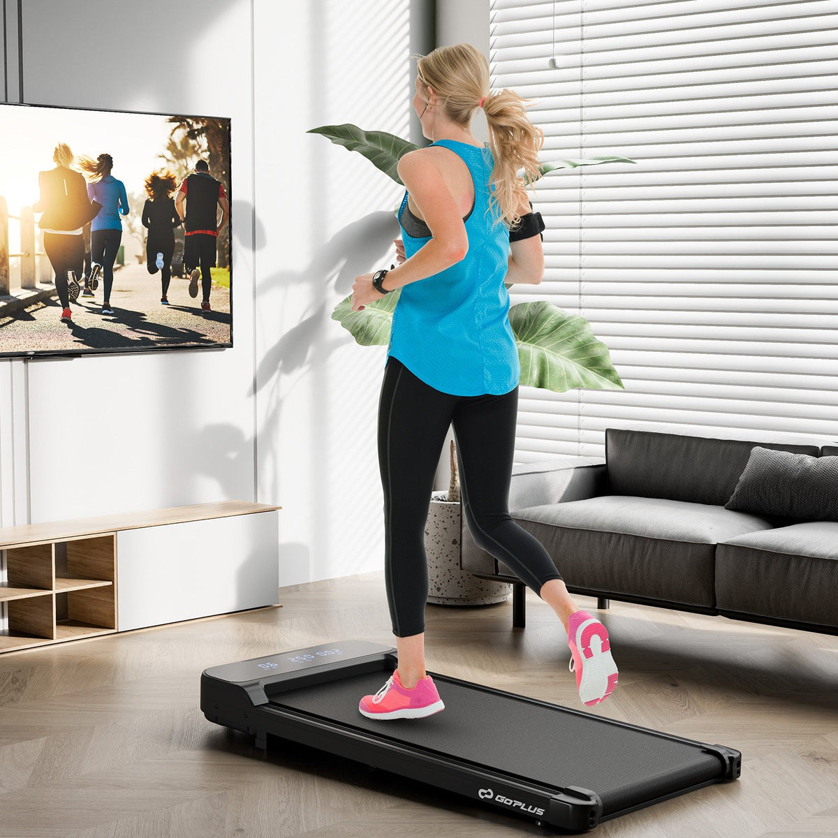 2.5HP Under Desk Treadmill with Remote Control and 3 Countdown Modes-Black view 3