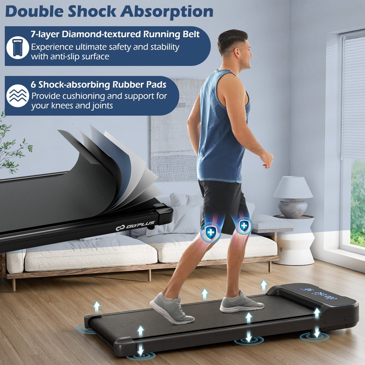 2.5HP Under Desk Treadmill with Remote Control and 3 Countdown Modes-Black view 5