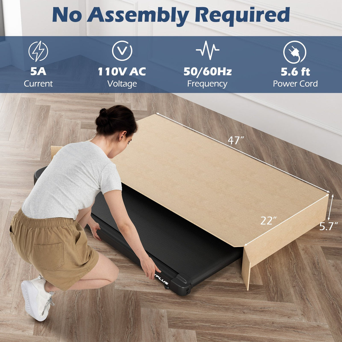 2.5HP Under Desk Treadmill with Remote Control and 3 Countdown Modes-Black view 7