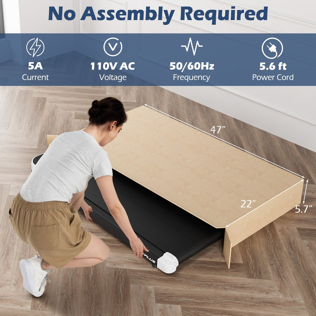 2.5HP Under Desk Treadmill with Remote Control and 3 Countdown Modes-White view 5