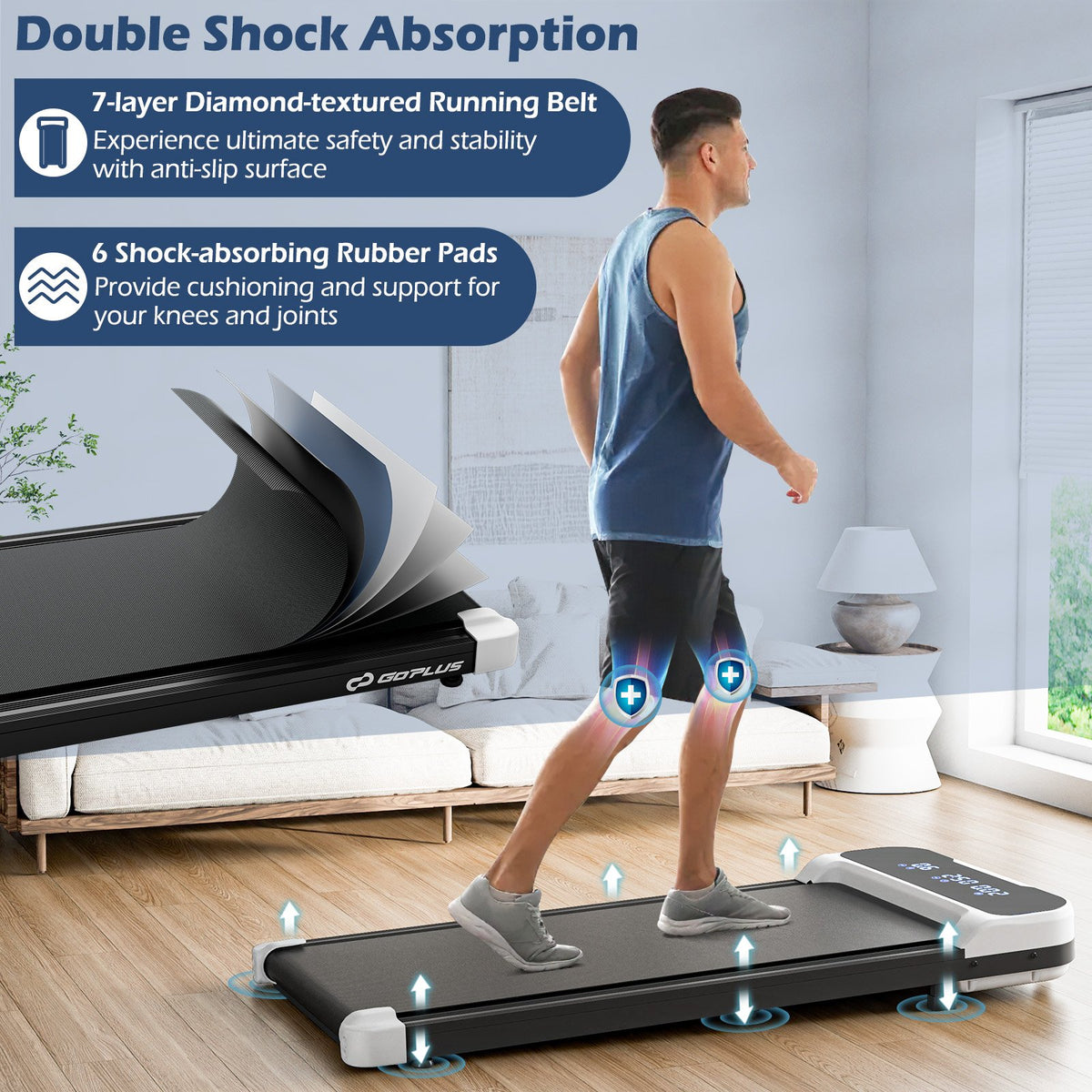 2.5HP Under Desk Treadmill with Remote Control and 3 Countdown Modes-White view 9