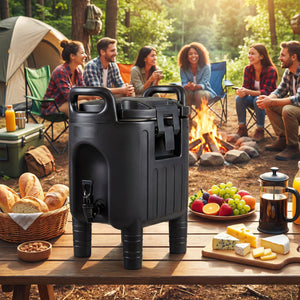 2.6 Gal Insulated Beverage Dispenser with Handles and Two-Stage Faucet-Black view 2