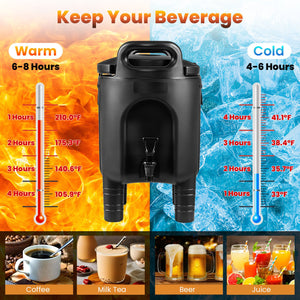 2.6 Gal Insulated Beverage Dispenser with Handles and Two-Stage Faucet-Black view 4