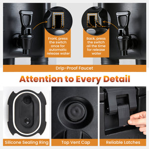 2.6 Gal Insulated Beverage Dispenser with Handles and Two-Stage Faucet-Black view 8