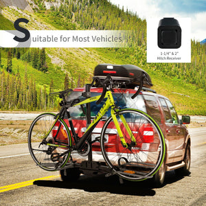 2-Bike Hitch Mount Bike Rack for 1-1/4 Inch or 2 Inch Receiver-Black view 3