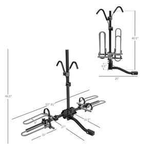 2-Bike Hitch Mount Bike Rack for 1-1/4 Inch or 2 Inch Receiver-Black view 4