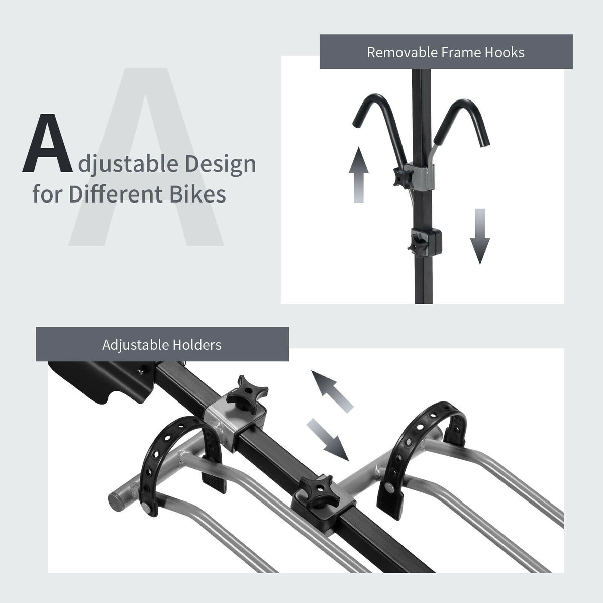 2-Bike Hitch Mount Bike Rack for 1-1/4 Inch or 2 Inch Receiver-Black view 9