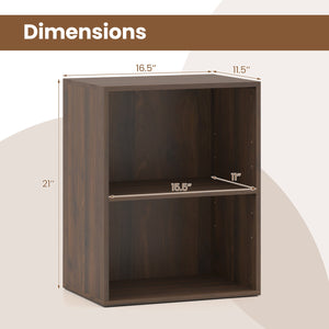 2-Cube Bookcase Floor Standing Open Bookshelf with 5-Position Adjustable Shelf-Dark Walnut view 5