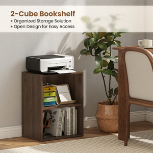 2-Cube Bookcase Floor Standing Open Bookshelf with 5-Position Adjustable Shelf-Dark Walnut view 8