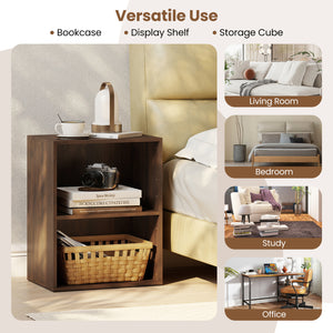 2-Cube Bookcase Floor Standing Open Bookshelf with 5-Position Adjustable Shelf-Dark Walnut view 9