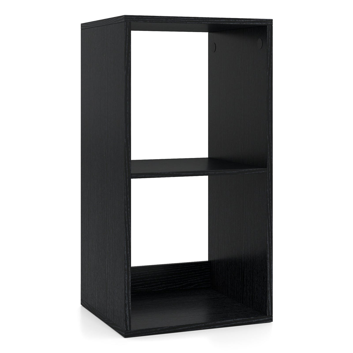 2 Cube Bookshelf with Back Guardrail for Living Room Bedroom-Black