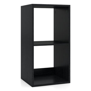 2 Cube Bookshelf with Back Guardrail for Living Room Bedroom-Black