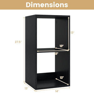 2 Cube Bookshelf with Back Guardrail for Living Room Bedroom-Black view 5