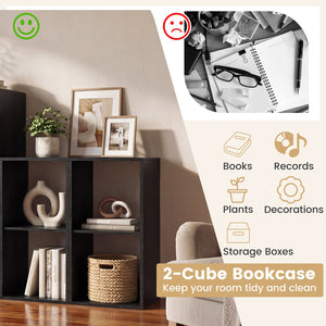 2 Cube Bookshelf with Back Guardrail for Living Room Bedroom-Black view 9
