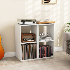 2 Cube Bookshelf with Back Guardrail for Living Room Bedroom-White view 3