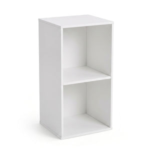 2-Cube Vertical or Horizontal Freestanding Bookshelf with 2 Compartments and 2 Anti-tipping Kits for Home Office-White view 3