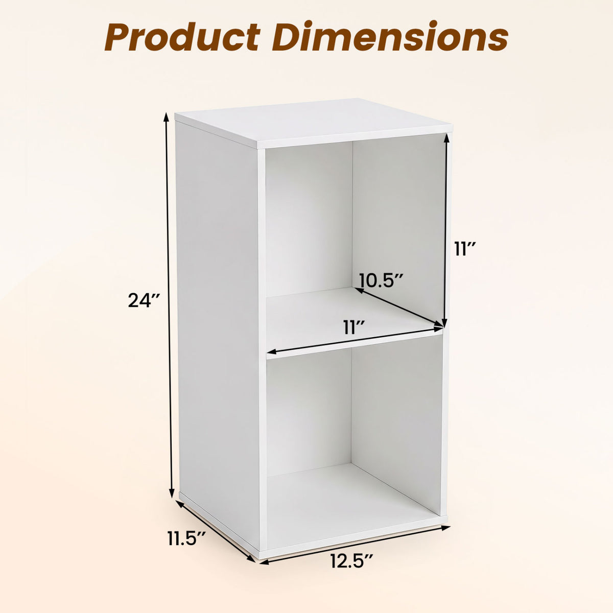 2-Cube Vertical or Horizontal Freestanding Bookshelf with 2 Compartments and 2 Anti-tipping Kits for Home Office-White view 4