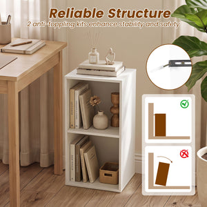 2-Cube Vertical or Horizontal Freestanding Bookshelf with 2 Compartments and 2 Anti-tipping Kits for Home Office-White view 8