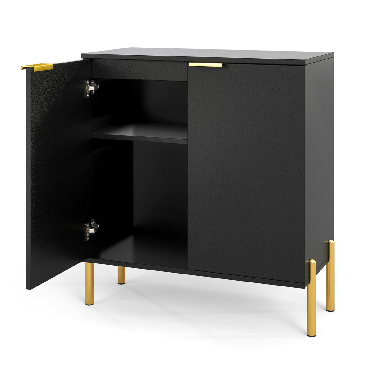 2-Door Buffet Cabinet Sideboard with Shelf and Metal Legs-Black view 4