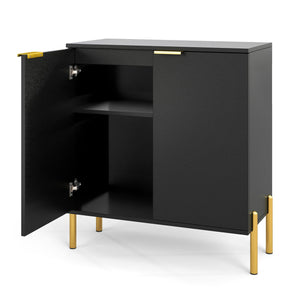 2-Door Buffet Cabinet Sideboard with Shelf and Metal Legs-Black view 4