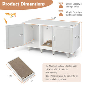 Patented 2-Door Cat Litter Box Enclosure with Winding Entry and Scratching Board-Gray view 4