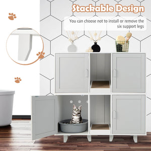 Patented 2-Door Cat Litter Box Enclosure with Winding Entry and Scratching Board-Gray view 6