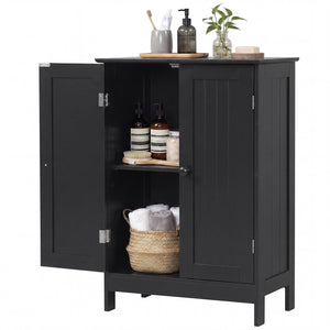 2-Door Freee-Standing Bathroom Cabinet with Shelf-Black
