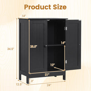 2-Door Freee-Standing Bathroom Cabinet with Shelf-Black view 5