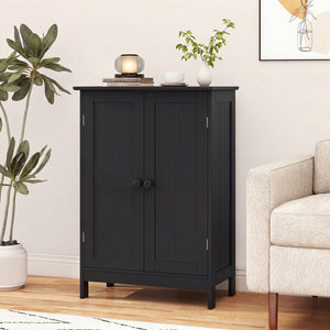 2-Door Freee-Standing Bathroom Cabinet with Shelf-Black view 6