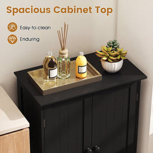 2-Door Freee-Standing Bathroom Cabinet with Shelf-Black view 8