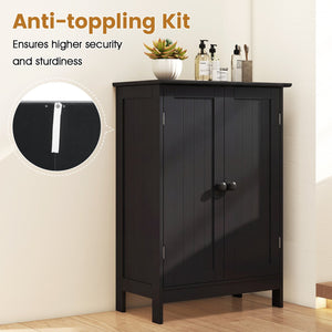 2-Door Freee-Standing Bathroom Cabinet with Shelf-Black view 9