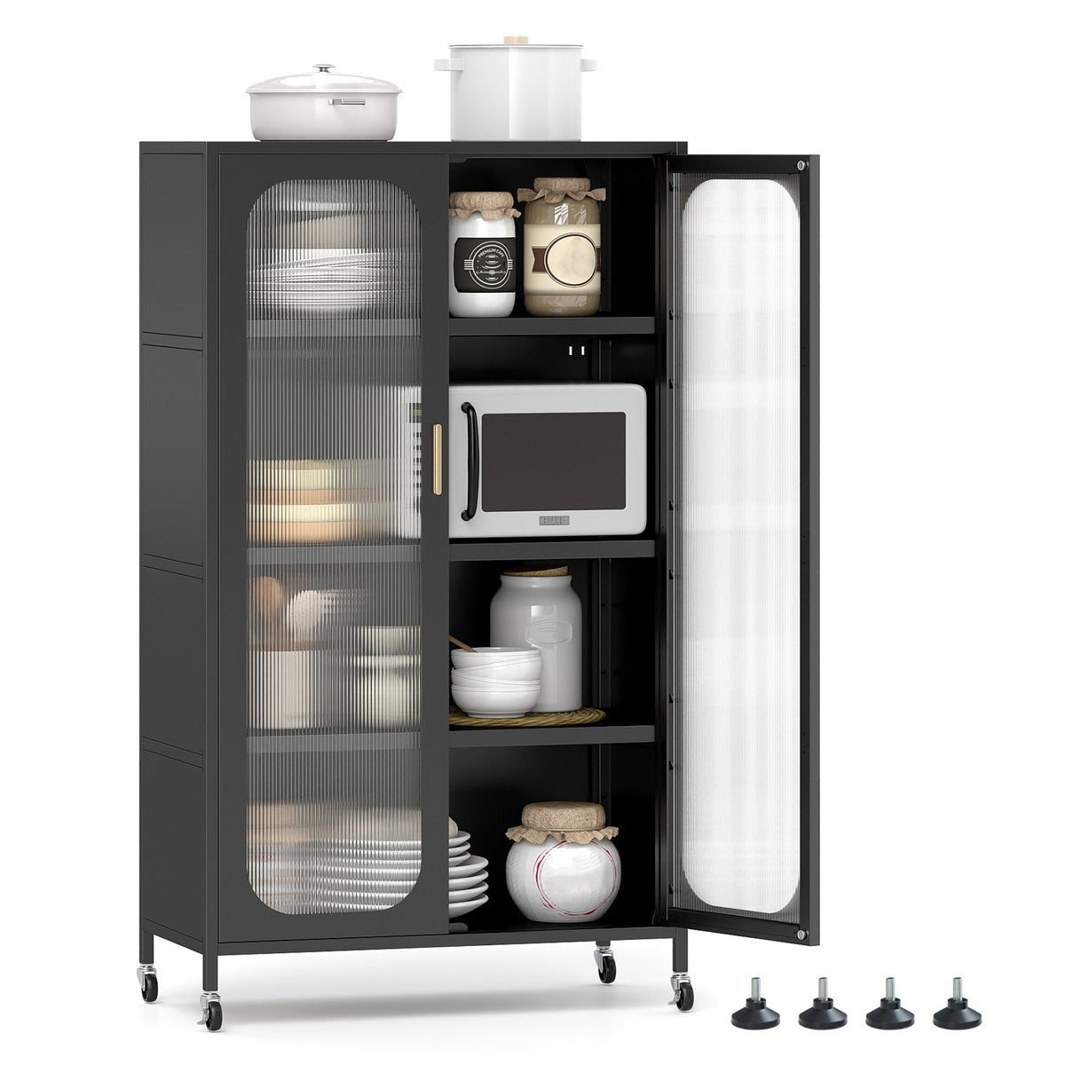 2-Door Metal Storage Cabinet 5-Tier with Adjustable Shelves-Black view 4