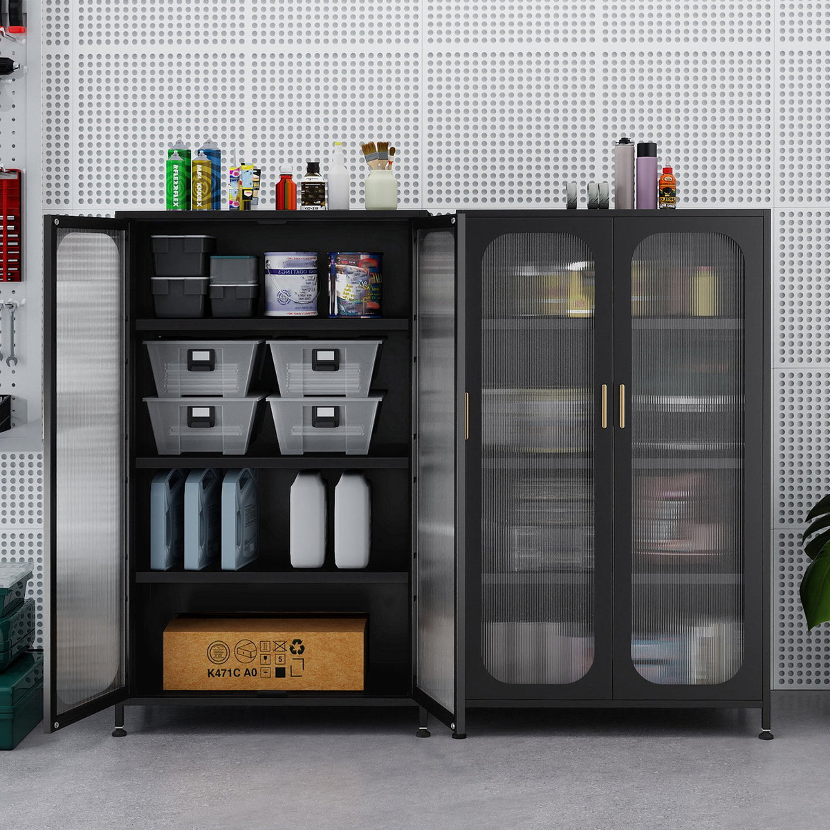 2-Door Metal Storage Cabinet 5-Tier with Adjustable Shelves-Black view 6