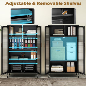 2-Door Metal Storage Cabinet 5-Tier with Adjustable Shelves-Black view 8