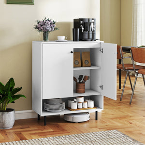 2-Door Sideboard Buffet Cabinet Kitchen with Adjustable Shelf-White view 3