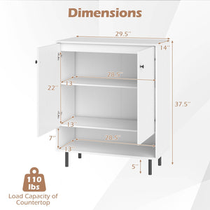 2-Door Sideboard Buffet Cabinet Kitchen with Adjustable Shelf-White view 5