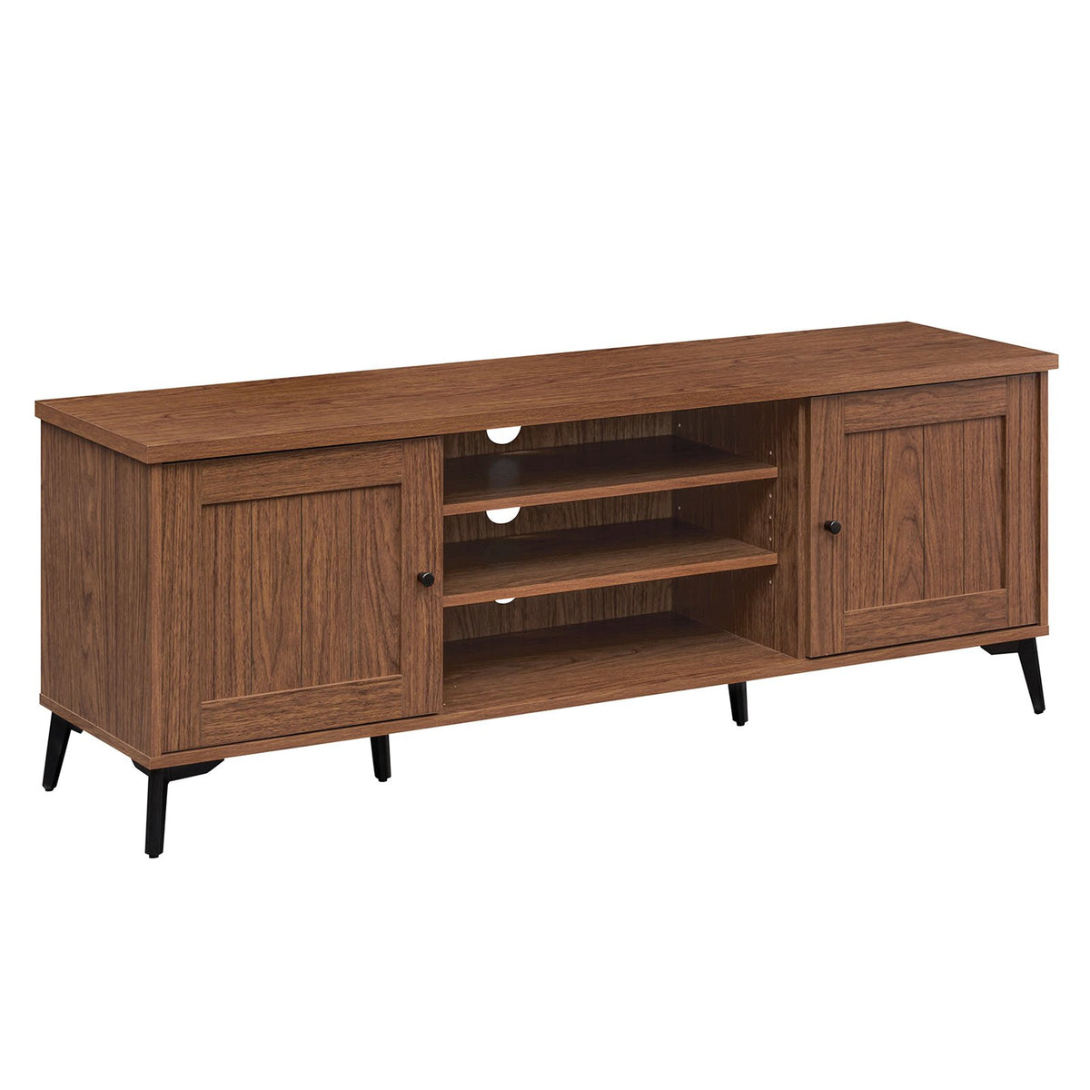 2-Door TV Stand for TVs up to 65 Inch Mid Century Modern Entertainment Center-Brown view 4